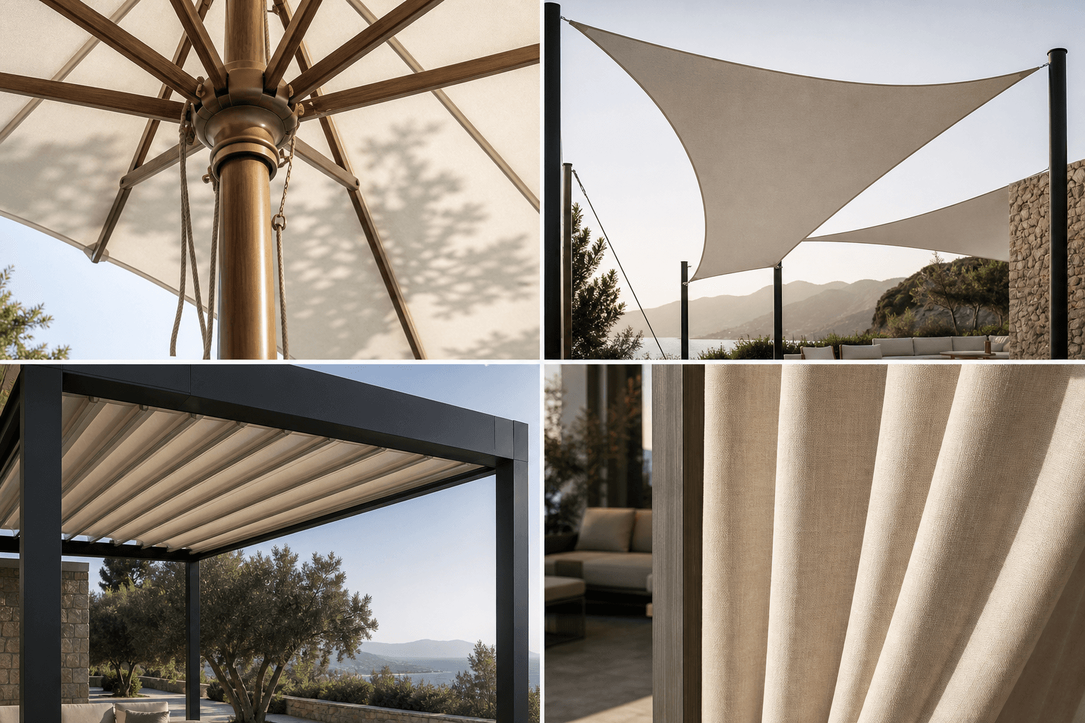Pergola canopy and patio shade material board